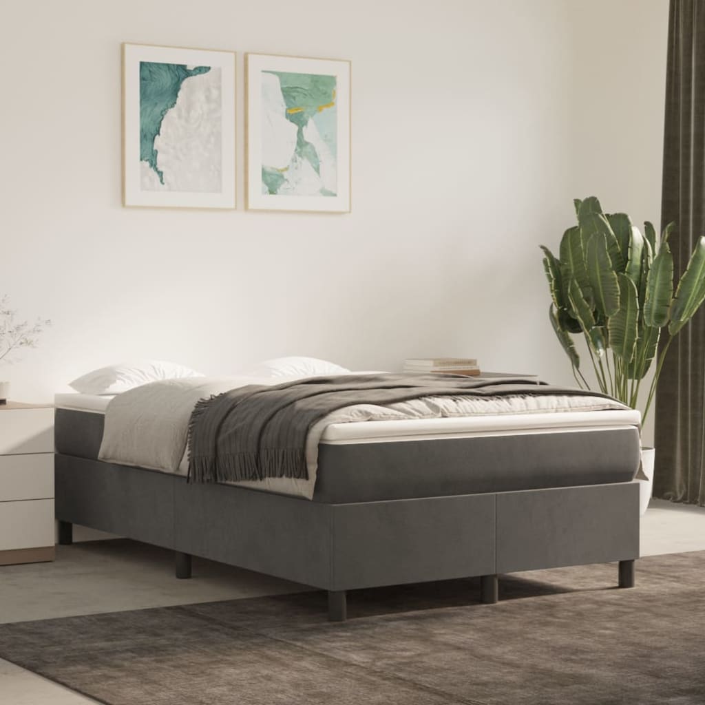 Box Spring Postel S Matrací Tmavě Šedá 120 X 200 Cm Samet