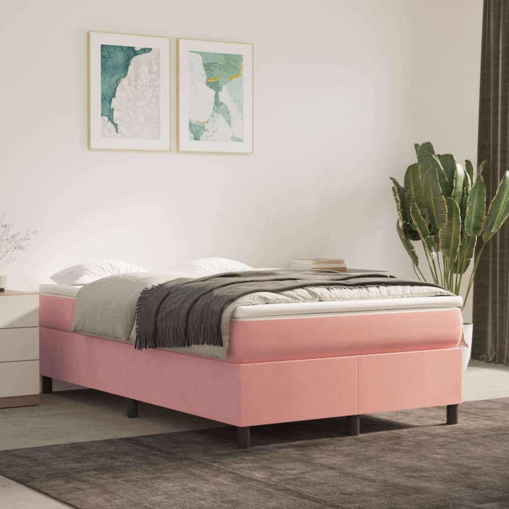 Box Spring Postel S Matrací Samet Růžová