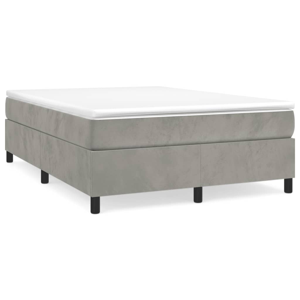 Box Spring Postel S Matrací Světle Šedá 140X190 Cm Samet