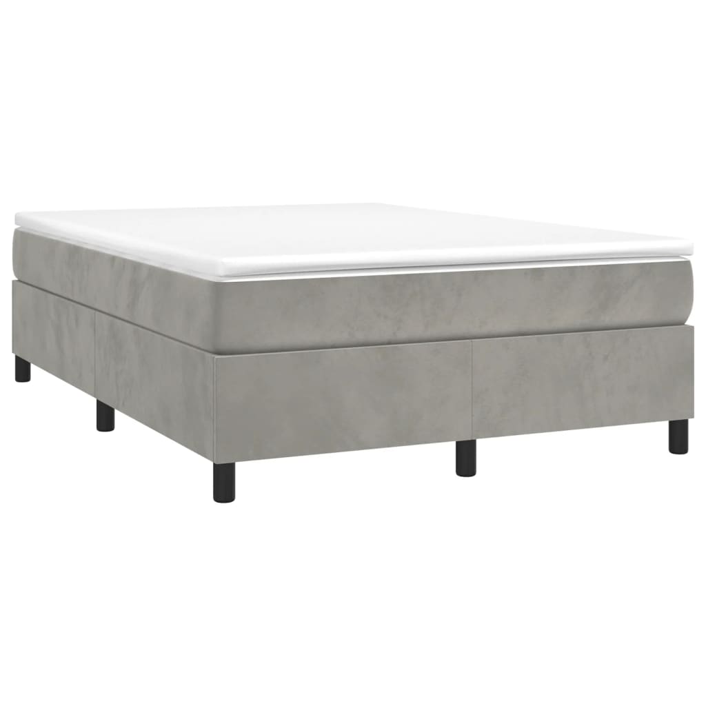 Box Spring Postel S Matrací Světle Šedá 140X190 Cm Samet
