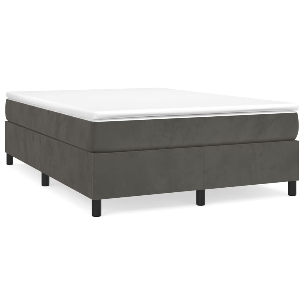 Box Spring Postel S Matrací Tmavě Šedý 140 X 190 Cm Samet