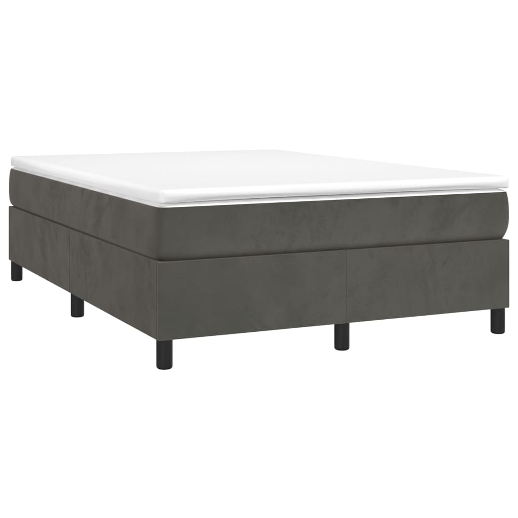 Box Spring Postel S Matrací Tmavě Šedý 140 X 190 Cm Samet