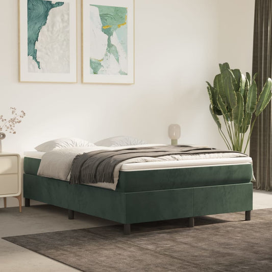 Box Spring Postel S Matrací Samet Tmavě Zelená