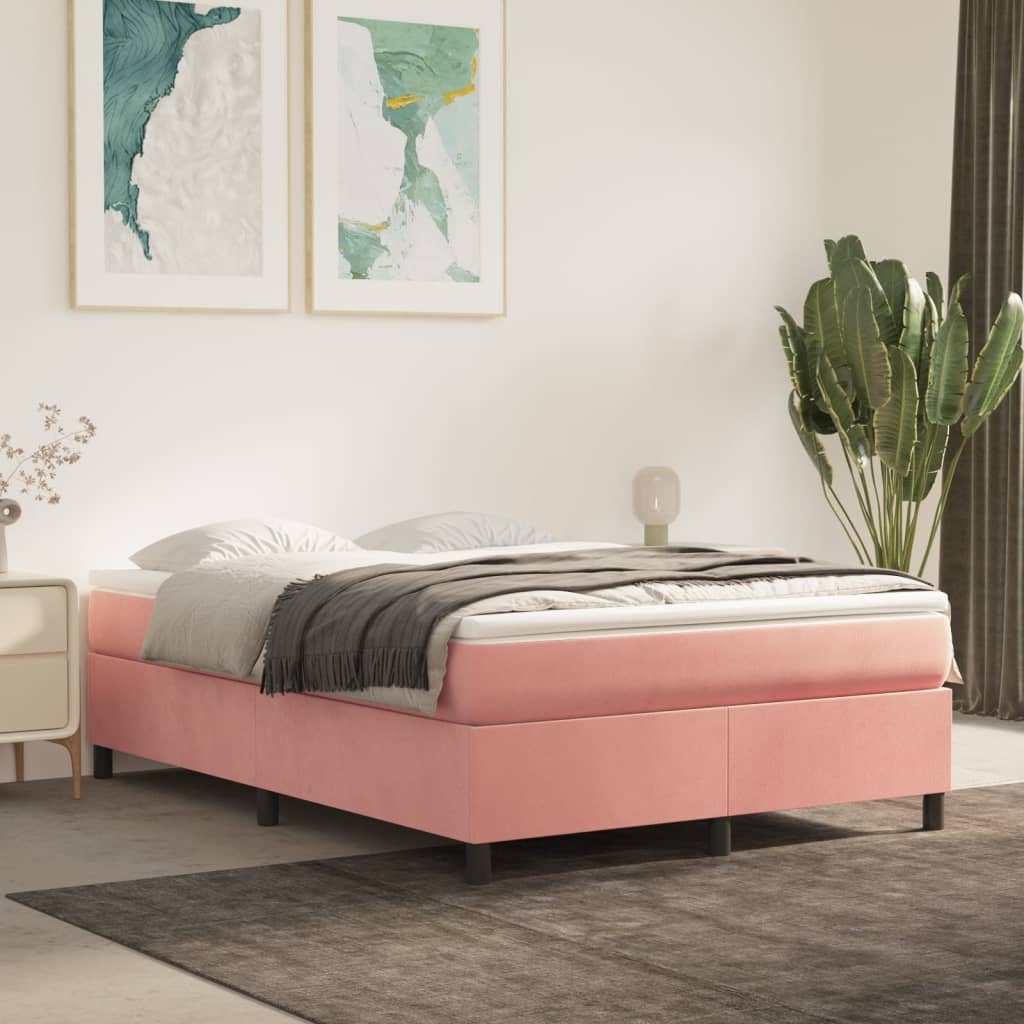 Box Spring Postel S Matrací Samet Růžová