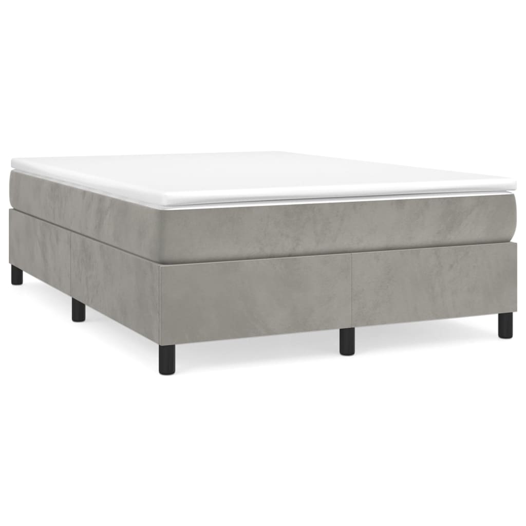 Box Spring Postel S Matrací Světle Šedá 140X200 Cm Samet