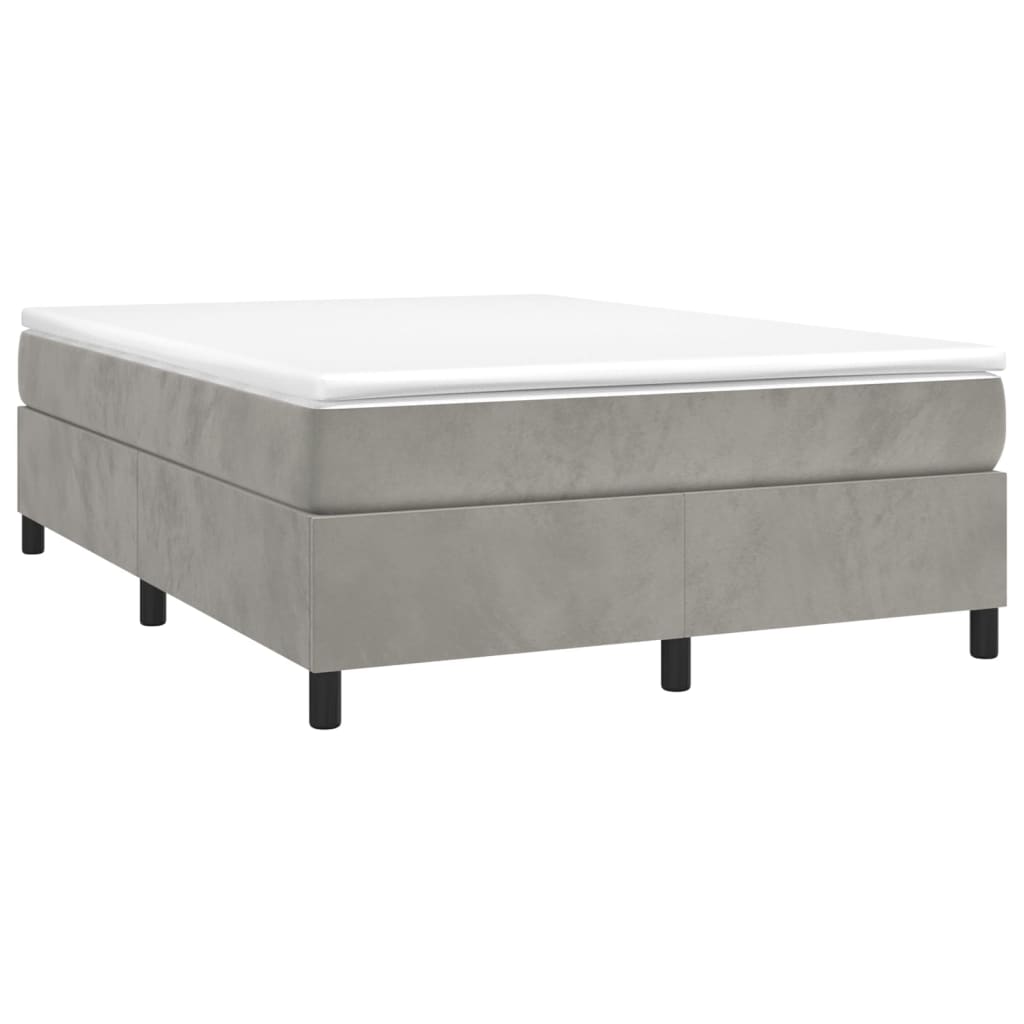 Box Spring Postel S Matrací Světle Šedá 140X200 Cm Samet