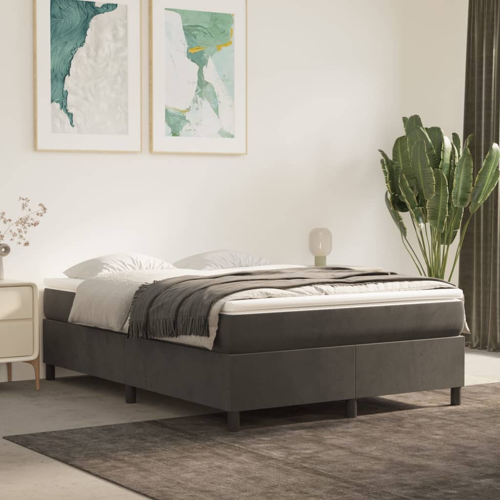 Box Spring Postel S Matrací Tmavě Šedá 140X200 Cm Samet