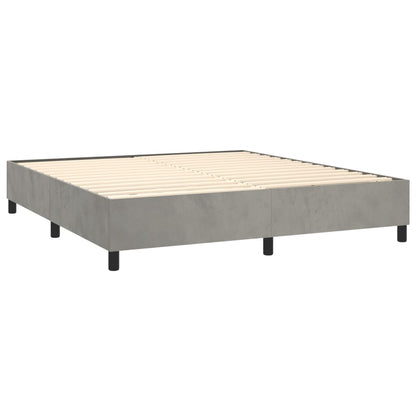 Box Spring Postel S Matrací Světle Šedá 160X200 Cm Samet