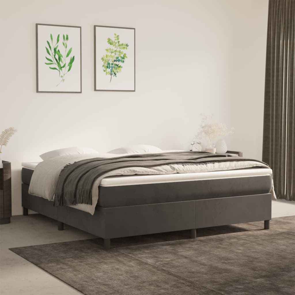 Box Spring Postel S Matrací Tmavě Šedá 160X200 Cm Samet
