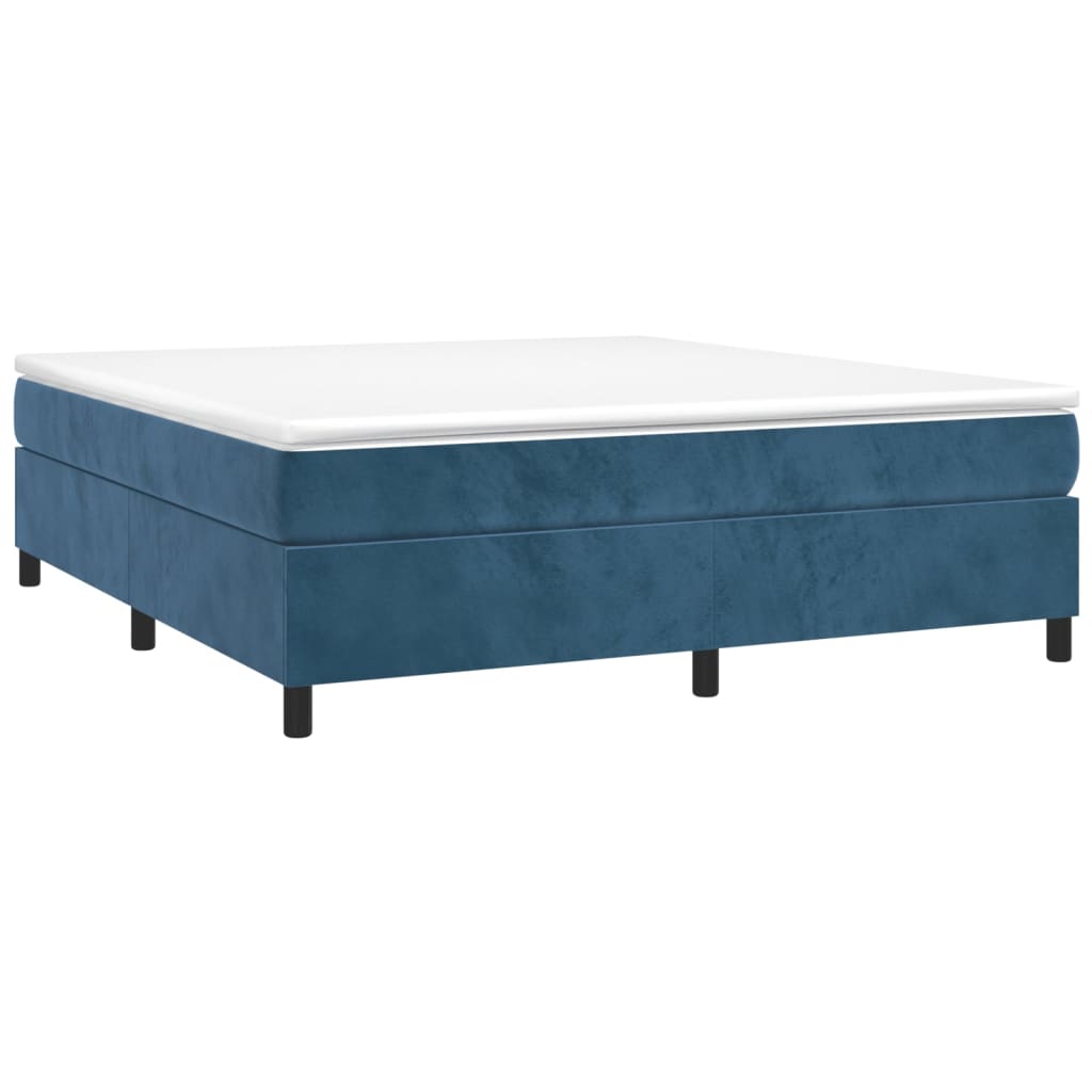 Box Spring Postel S Matrací Tmavě Modrá Samet Tmavě Moddrá