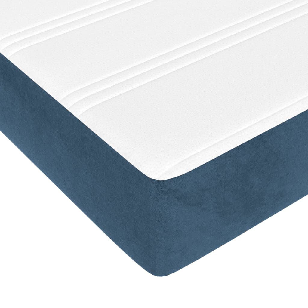 Box Spring Postel S Matrací Tmavě Modrá Samet Tmavě Moddrá