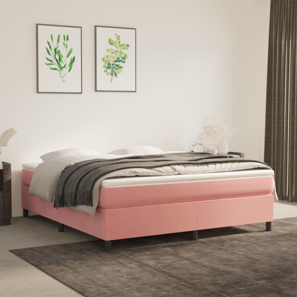 Box Spring Postel S Matrací Samet Růžová