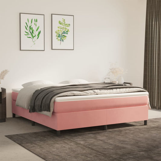 Box Spring Postel S Matrací Samet Růžová