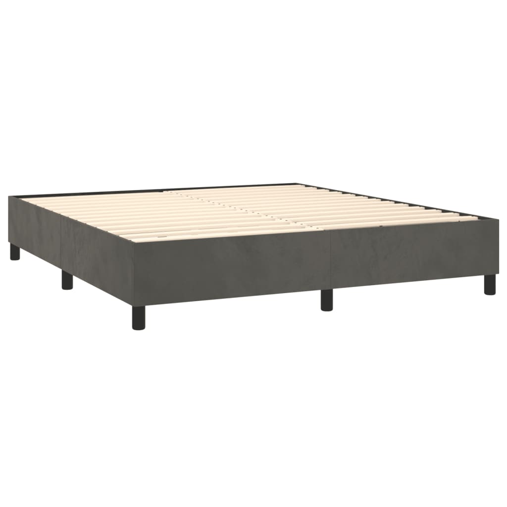 Box Spring Postel S Matrací Tmavě Šedá 180X200 Cm Samet