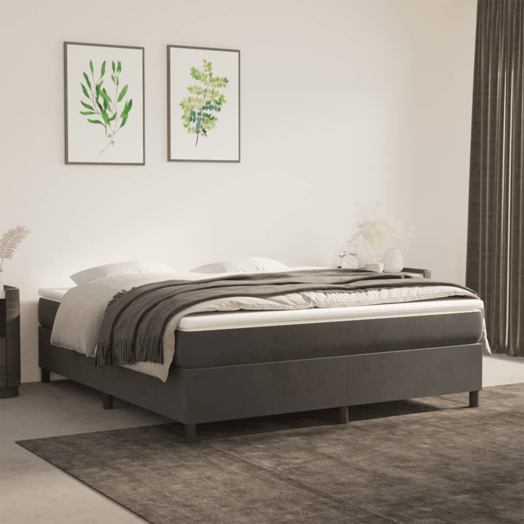 Box Spring Postel S Matrací Tmavě Šedá 180X200 Cm Samet