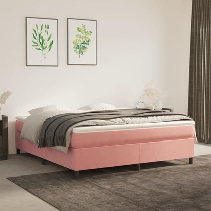 Box Spring Postel S Matrací Samet Růžová