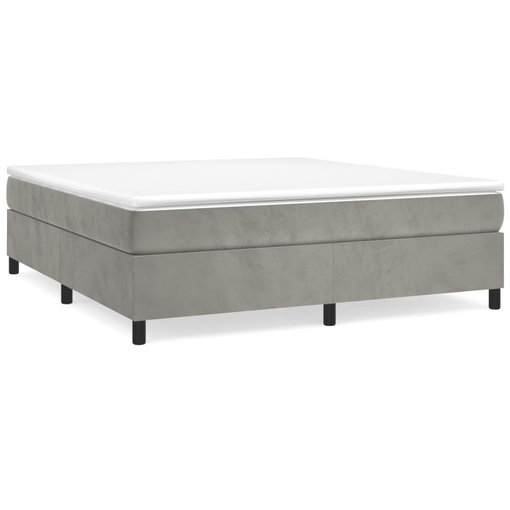 Box Spring Postel S Matrací Světle Šedá 200X200 Cm Samet