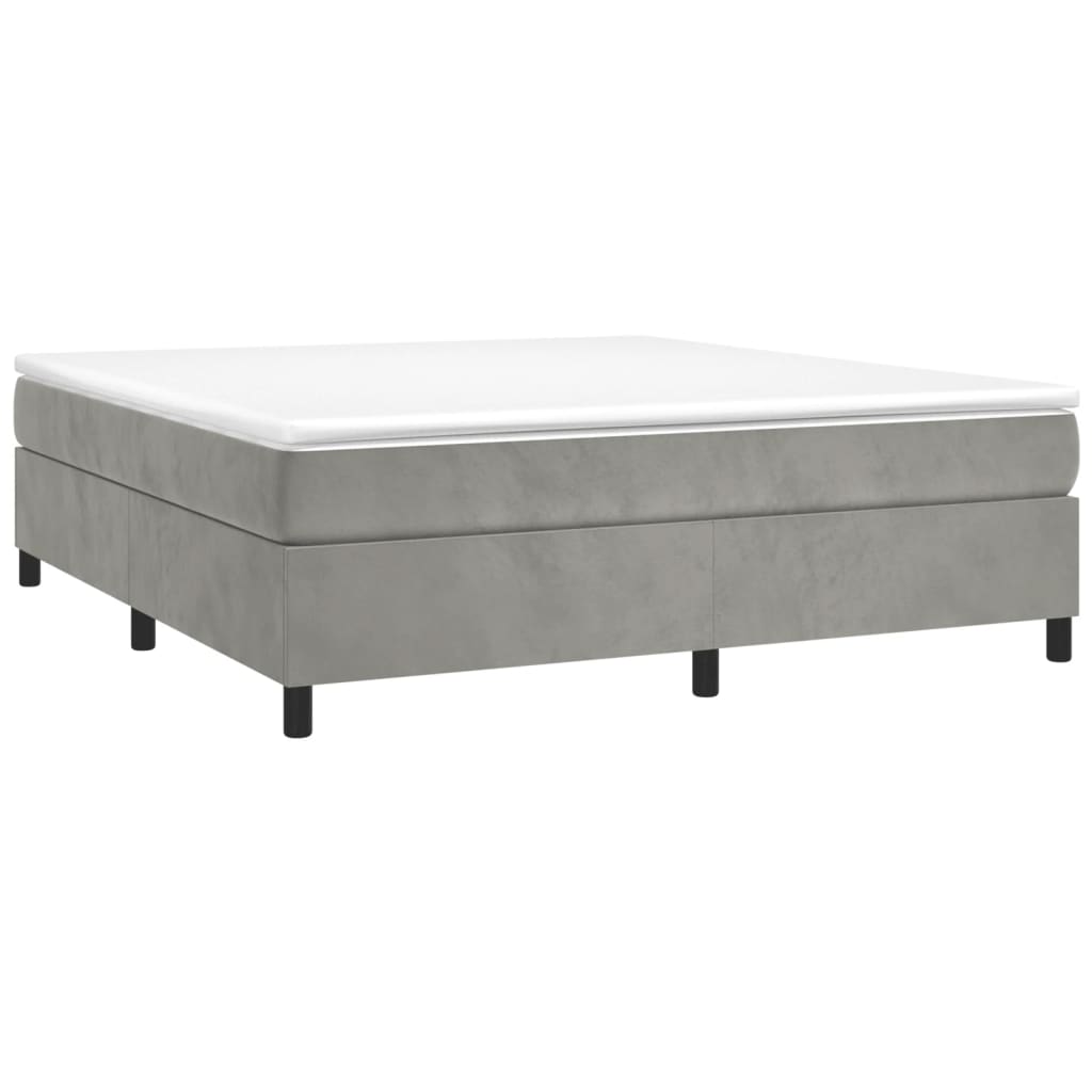 Box Spring Postel S Matrací Světle Šedá 200X200 Cm Samet