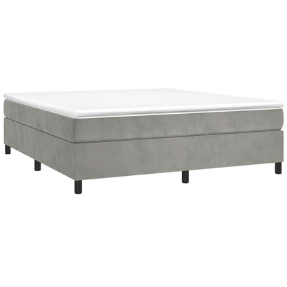Box Spring Postel S Matrací Světle Šedá 200X200 Cm Samet