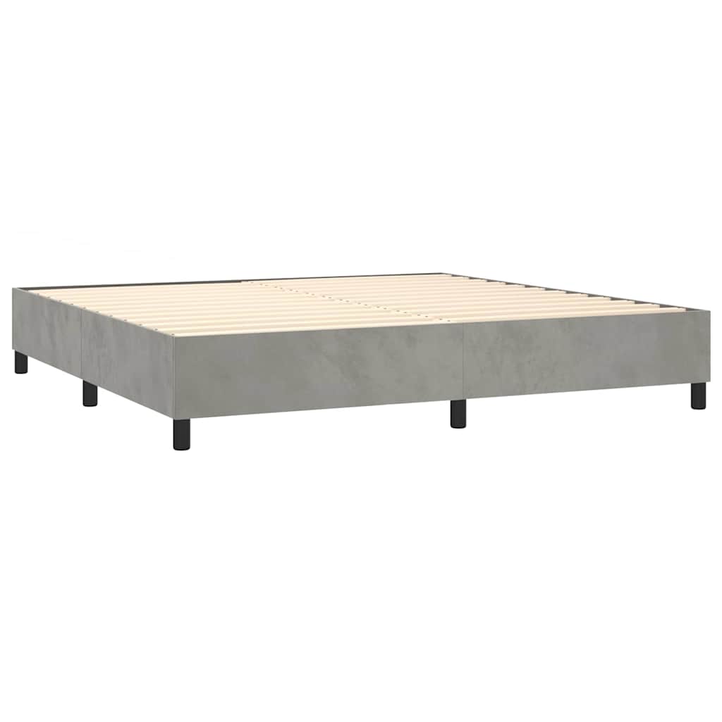 Box Spring Postel S Matrací Světle Šedá 200X200 Cm Samet
