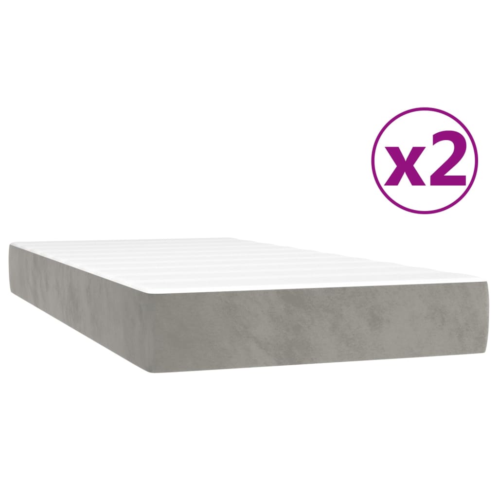 Box Spring Postel S Matrací Světle Šedá 200X200 Cm Samet