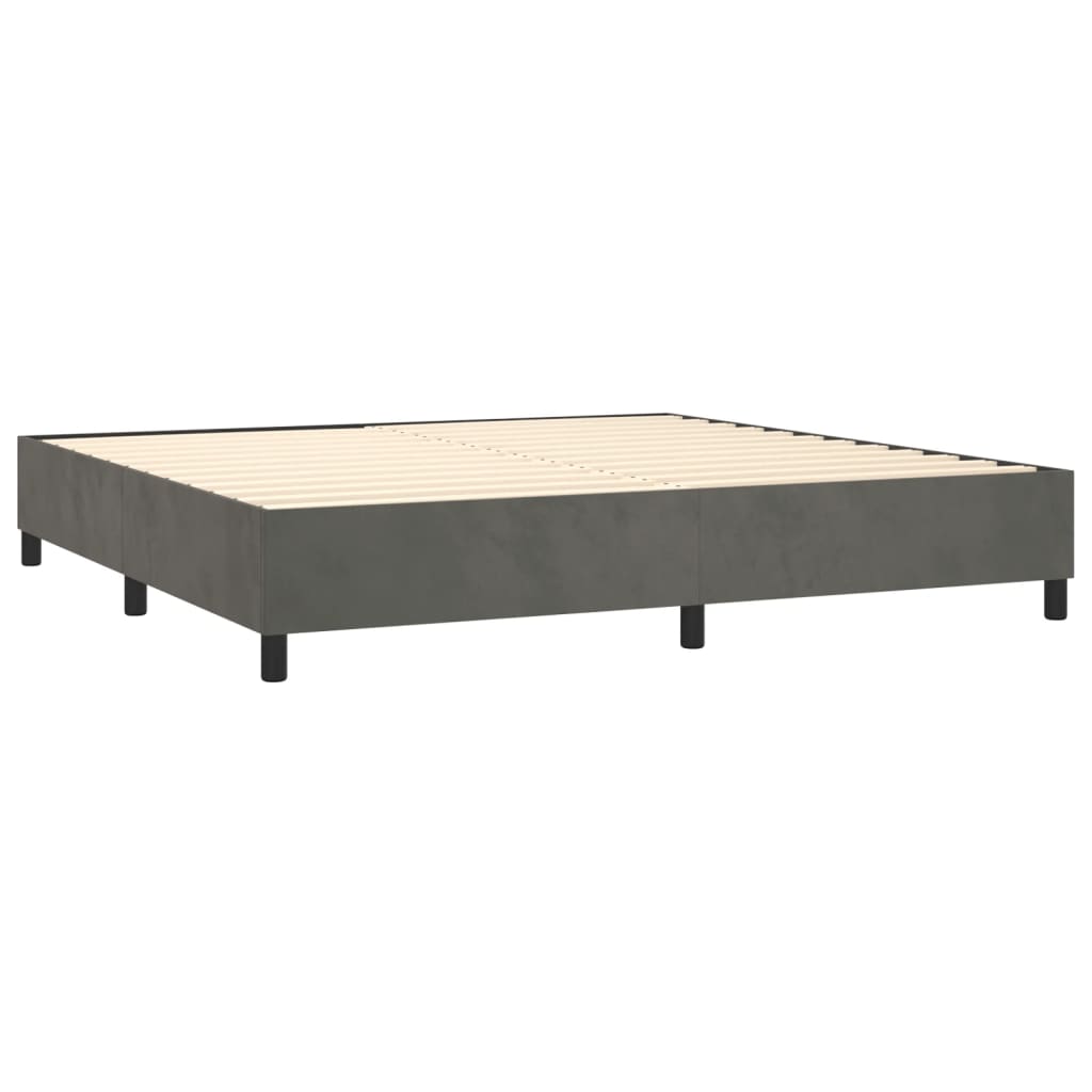 Box Spring Postel S Matrací Tmavě Šedá 200X200 Cm Samet