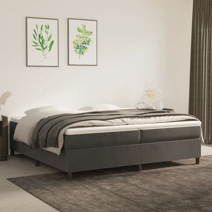 Box Spring Postel S Matrací Tmavě Šedá 200X200 Cm Samet