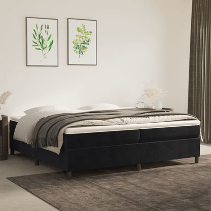 Box Spring Postel S Matrací Černá Samet Černá