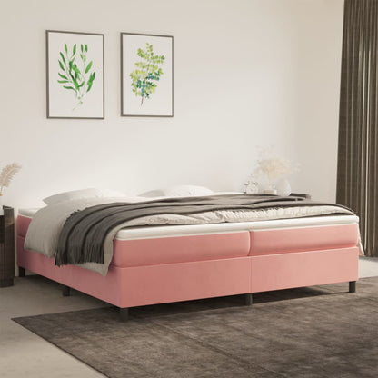 Box Spring Postel S Matrací Samet Růžová