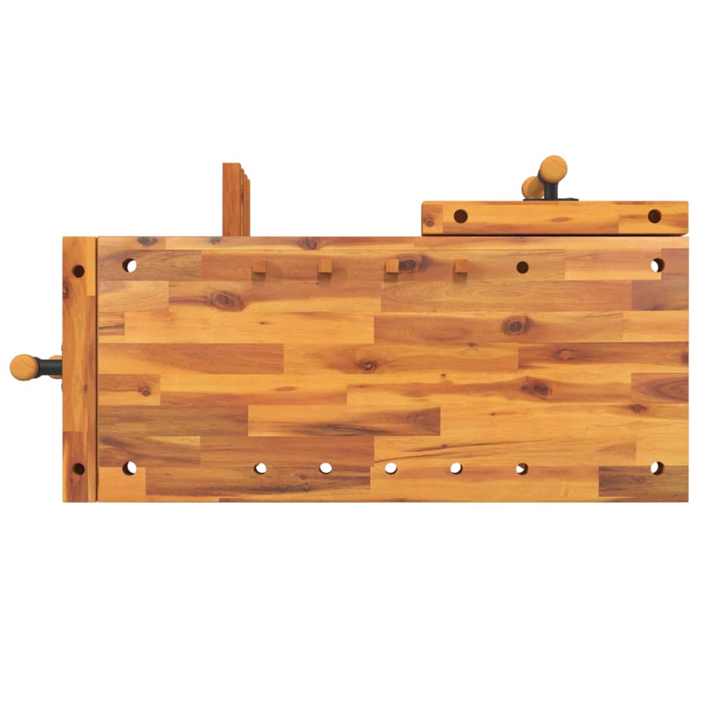 Pracovní Stůl Se Svěráky 92 X 48 X 83 Cm Masivní Akáciové Dřevo Zelená