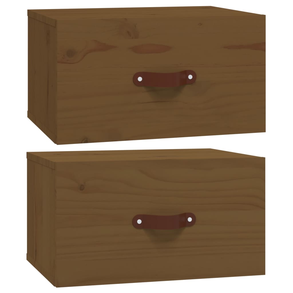 Nástěnné Noční Stolky 2 Ks Medově Hnědé 40 X 29,5 X 22 Cm
