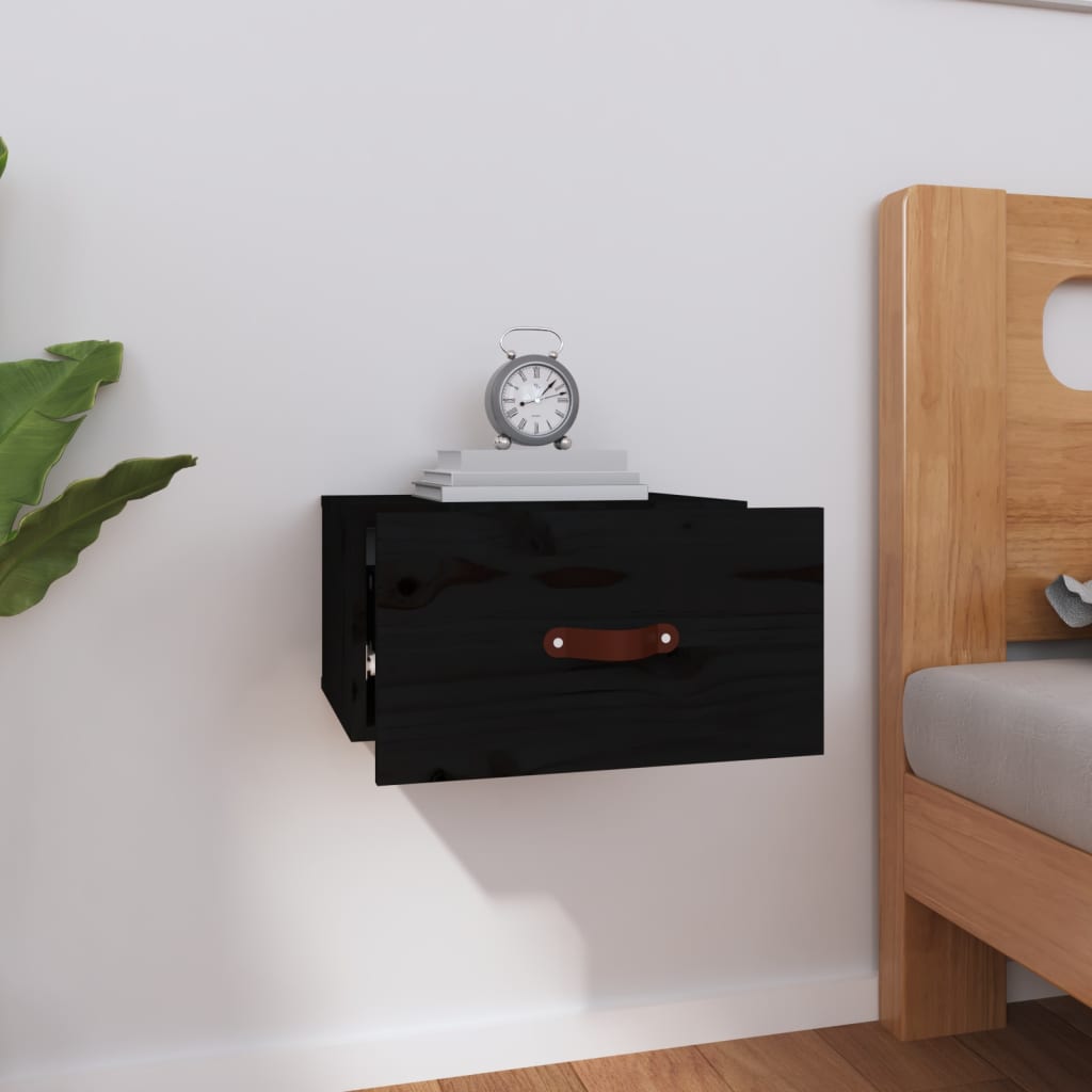 Nástěnný Noční Stolek Černý 40X29,5X22 Cm