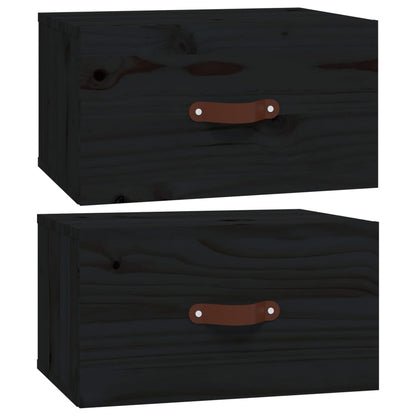 Nástěnné Noční Stolky 2 Ks Černé 40X29,5X22 Cm