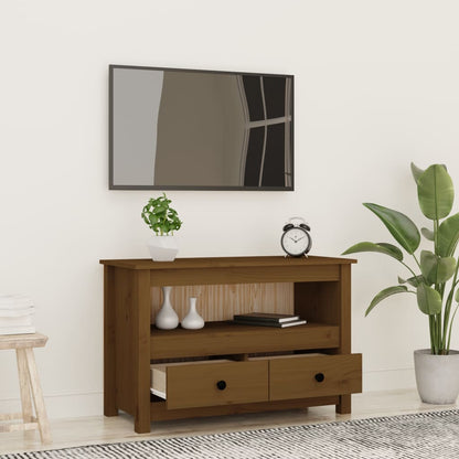 Tv Skříňka Medově Hnědá 79 X 35 X 52 Cm Masivní Borové Dřevo