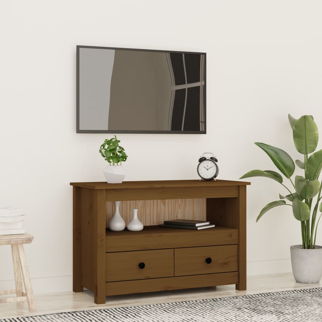 Tv Skříňka Medově Hnědá 79 X 35 X 52 Cm Masivní Borové Dřevo