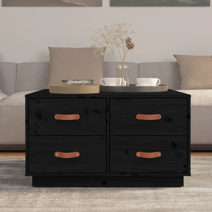 Konferenční Stolek Černý 80X80X45 Cm Masivní Borové Dřevo