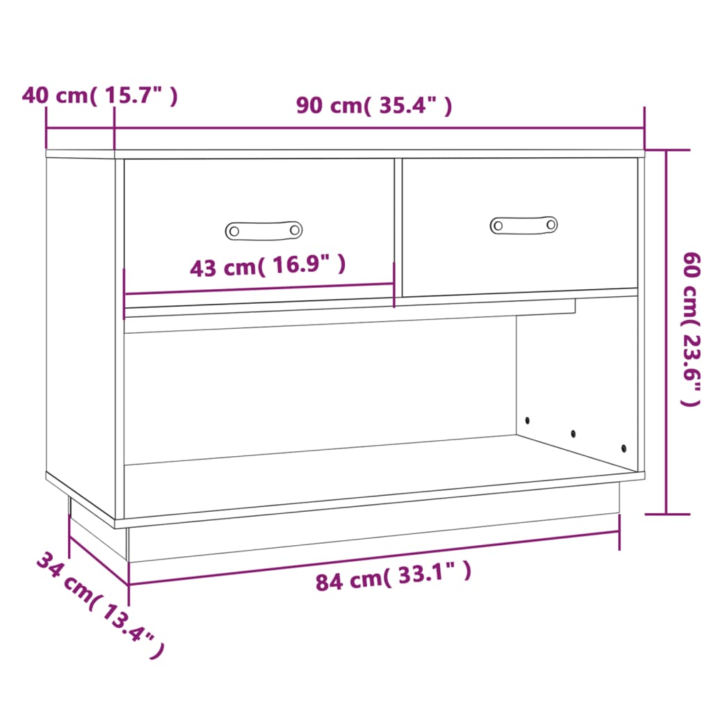 Tv Skříňka 90X40X60 Cm Masivní Borové Dřevo