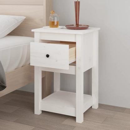 Noční Stolky 2 Ks Bílé 40 X 35 X 61,5 Cm Masivní Borové Dřevo
