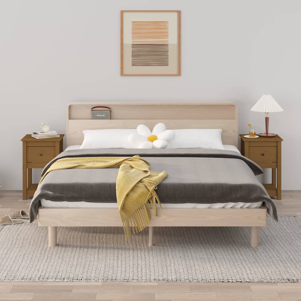 Noční Stolky 2 Ks Medově Hnědé 40X35X61,5 Cm Masivní Borovice