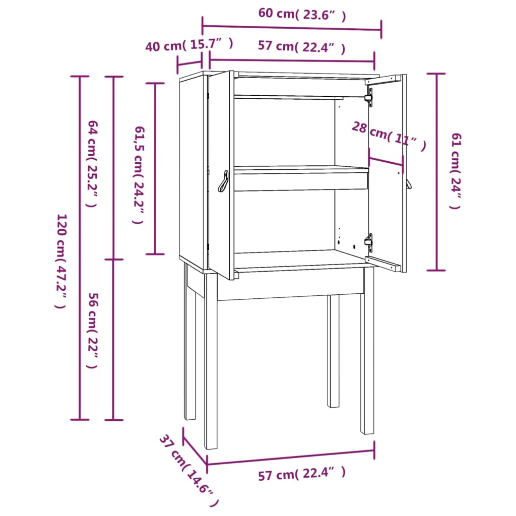Skříň Highboard Medově Hnědá 60X40X120 Cm Masivní Borovice