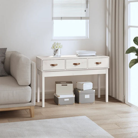 Konzolový Stolek Bílý 114X40X75 Cm Masivní Borové Dřevo
