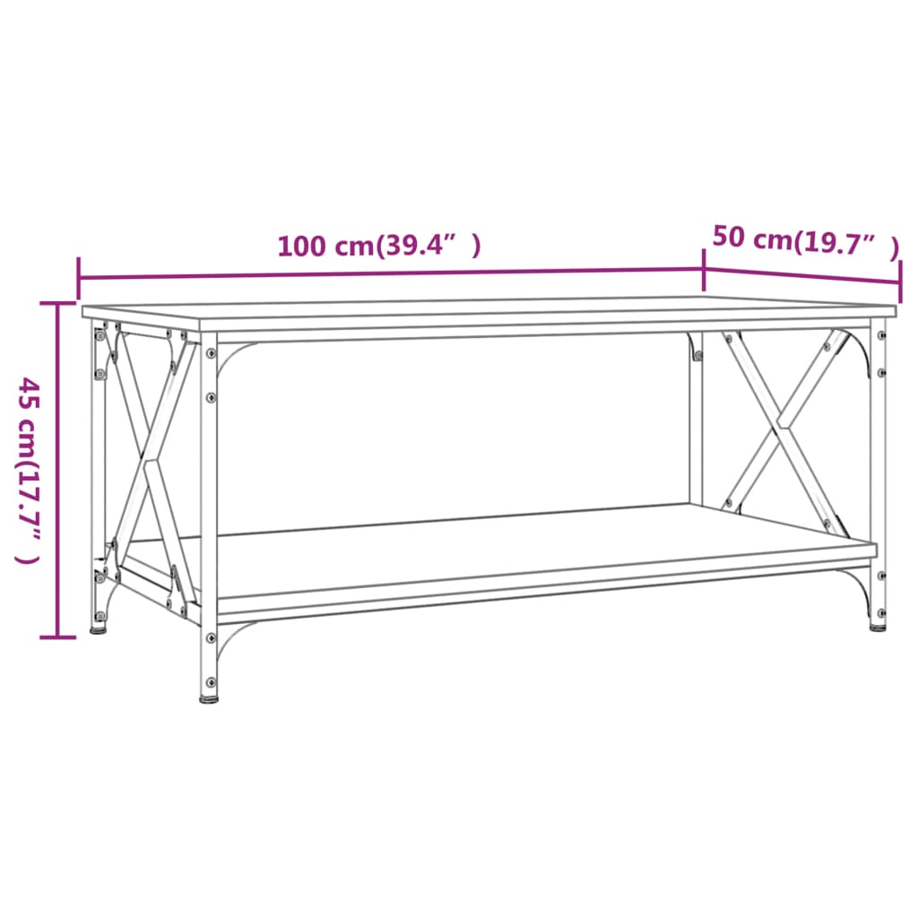 Konferenční Stolek 100X50X45 Cm Kompozit A Železo Dub Sonoma