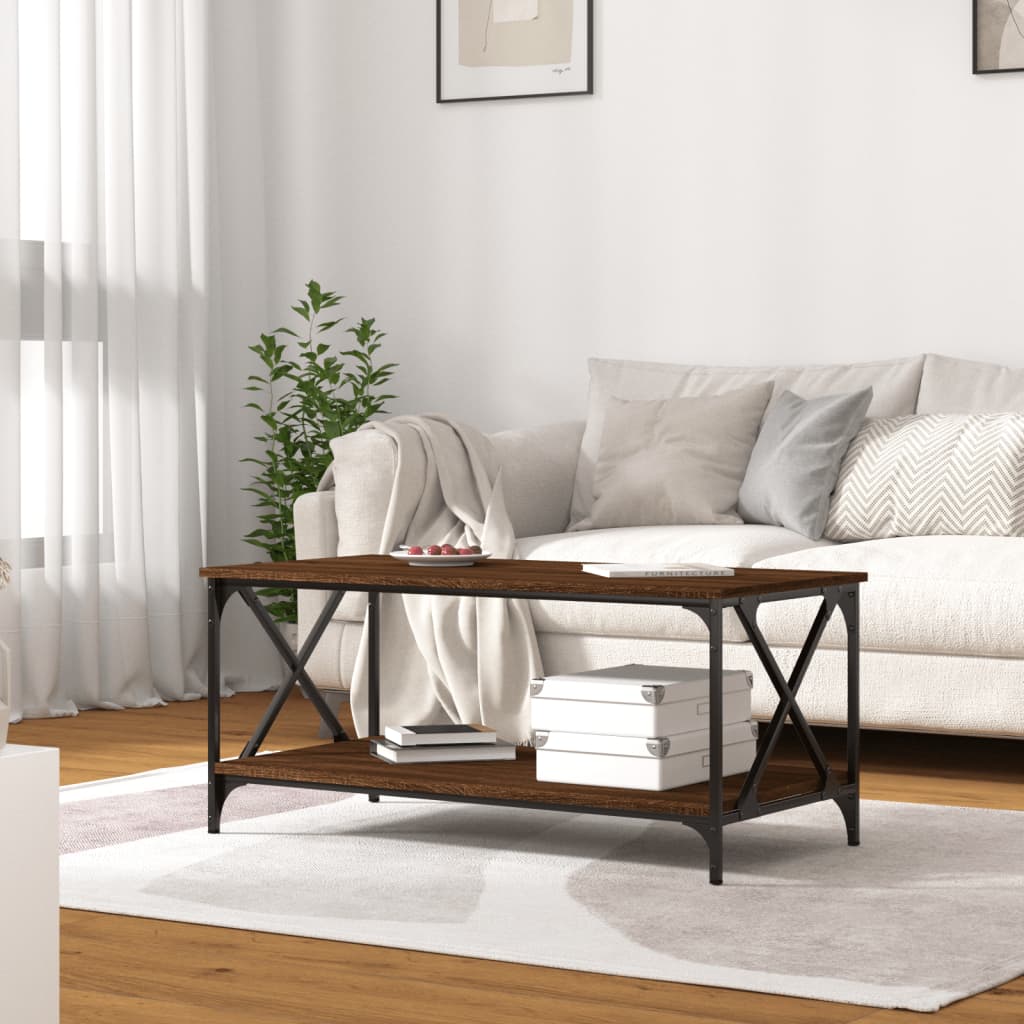 Konferenční Stolek Hnědý Dub 100 X 50 X 45 Cm Kompozit A Železo