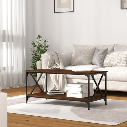 Konferenční Stolek Hnědý Dub 100 X 50 X 45 Cm Kompozit A Železo