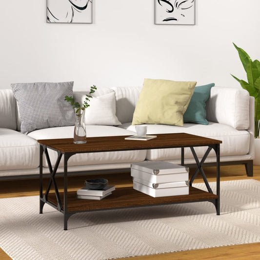 Konferenční Stolek Hnědý Dub 100 X 50 X 45 Cm Kompozit A Železo
