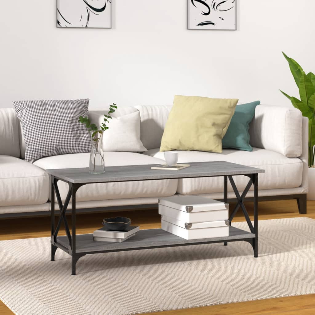 Konferenční Stolek Šedý Sonoma 100X50X45 Cm Kompozit A Železo Šedá Sonoma