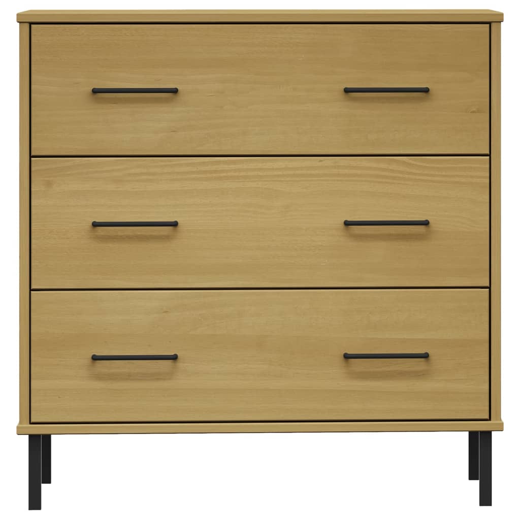 Příborník Se 3 Zásuvkami Hnědý 77X40X79,5 Cm Masivní Dřevo Oslo