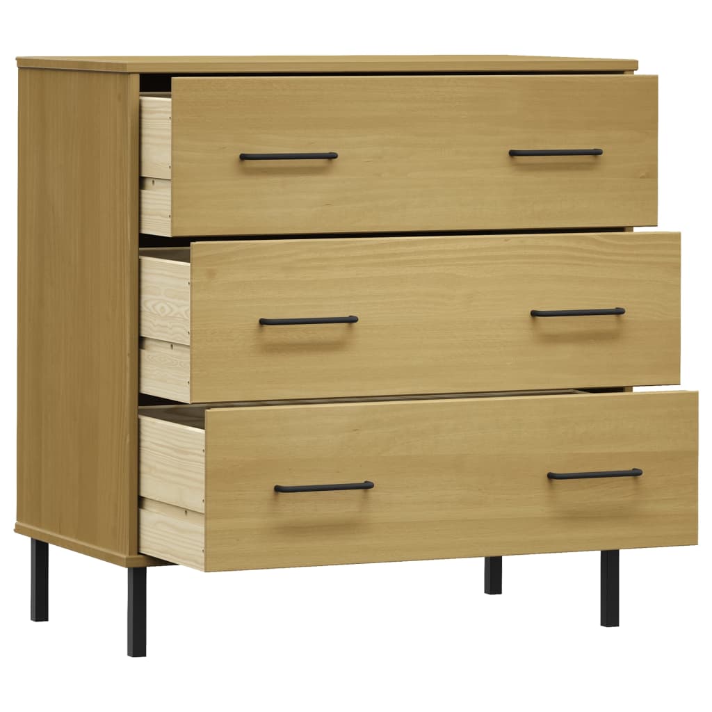 Příborník Se 3 Zásuvkami Hnědý 77X40X79,5 Cm Masivní Dřevo Oslo