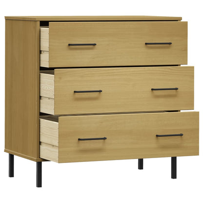Příborník Se 3 Zásuvkami Hnědý 77X40X79,5 Cm Masivní Dřevo Oslo