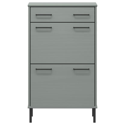 Botník S Kovovými Nohami Šedý Masivní Borové Dřevo Oslo